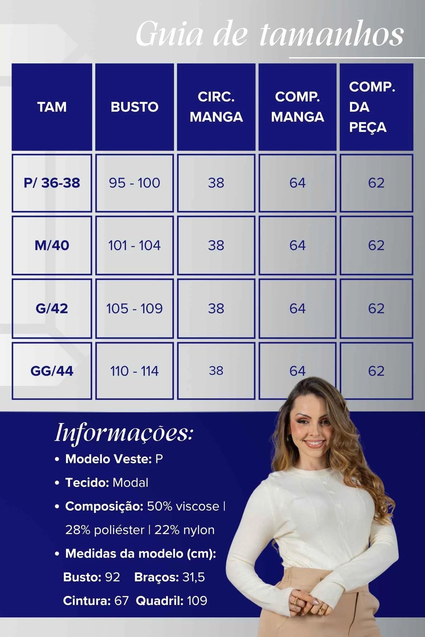 Tricot Manga Longa em Modal Violeta Creme