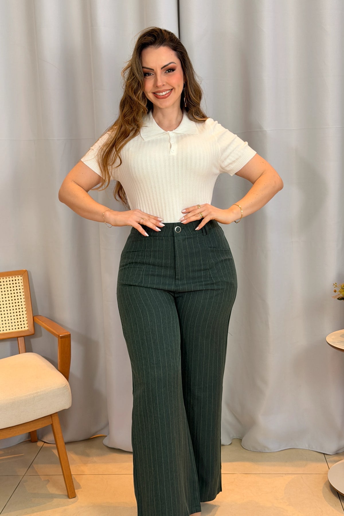 Conjunto Julieta Branco com Luara Verde Petróleo - imagem ajustada 2:3