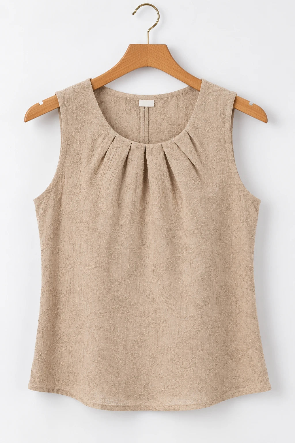Blusa Regata Em Cambraia Texturizada Ângela Bege