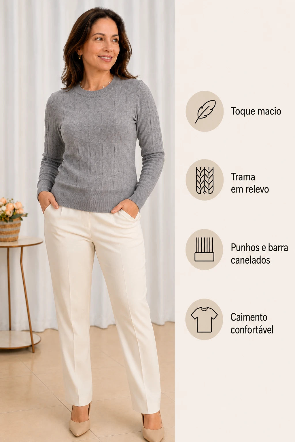 Tricot Macio em Modal Annabelle Cinza