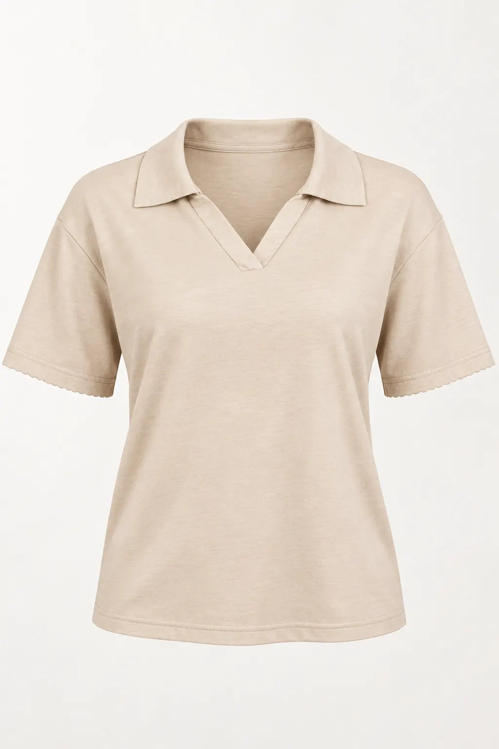Blusa Decote V Confortável em Malha Knit Belinda Creme