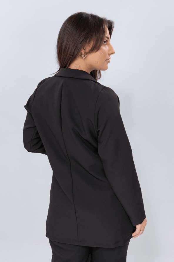 Blazer Alongado Detalhe Bolso Fake Betina Preto - imporium
