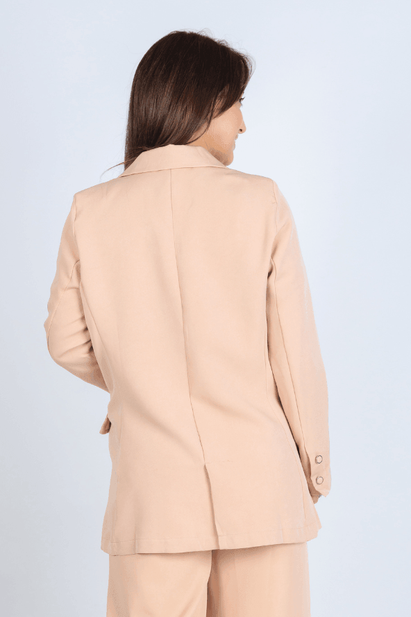 Blazer Alongado Detalhe Botões Fabiola Bege - imporium