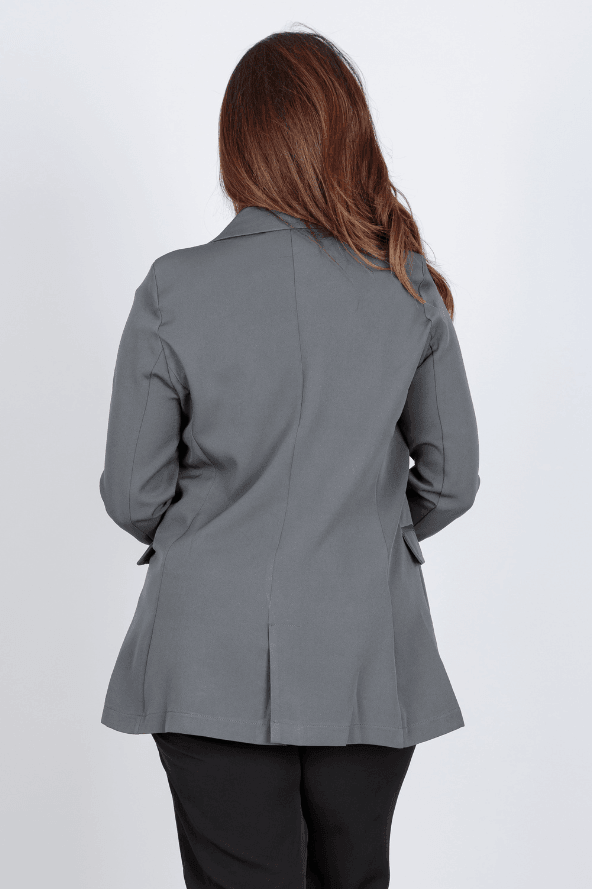 Blazer Alongado Detalhe Botões Fabiola Cinza - imporium