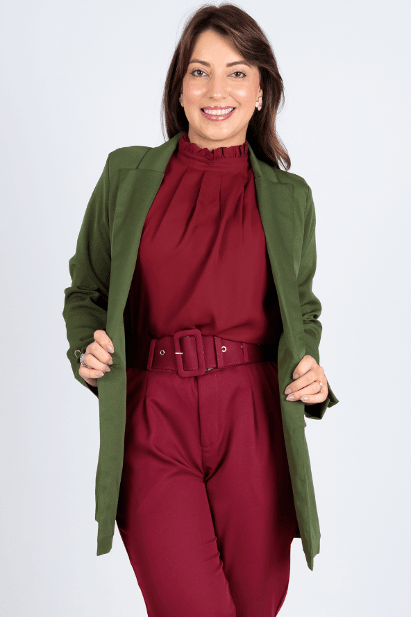 Blazer Alongado Detalhe Botões Fabiola Verde - imporium