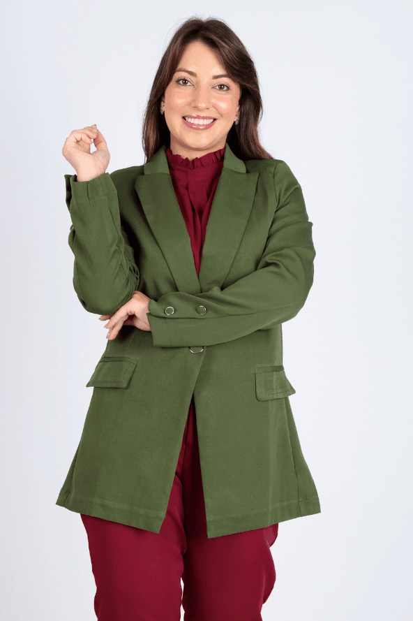 Blazer Alongado Detalhe Botões Fabiola Verde - imporium