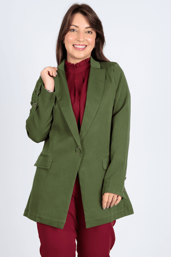 Blazer Alongado Detalhe Botões Fabiola Verde - imporium