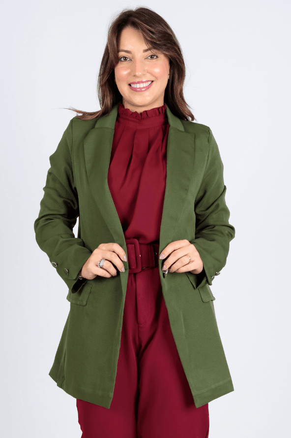 Blazer Alongado Detalhe Botões Fabiola Verde - imporium