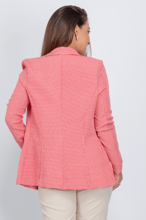 Blazer Estampa Pied De Poule Emma Vermelho - imporium