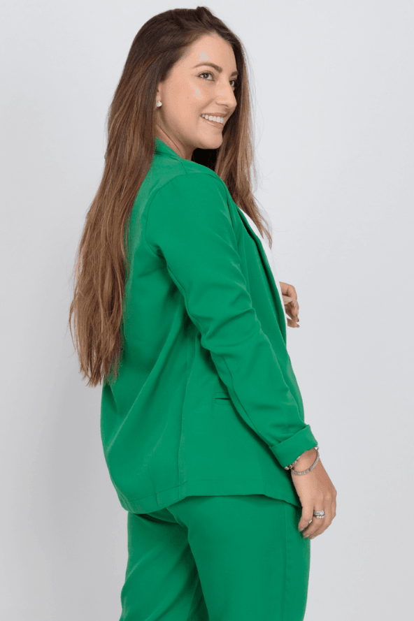 Blazer Liso Detalhe Manga Larissa Verde - imporium