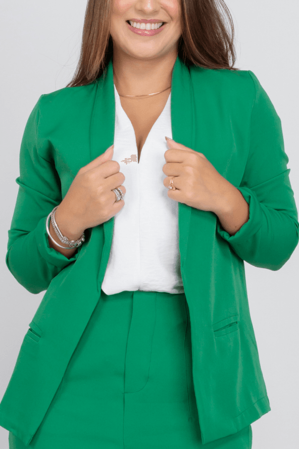 Blazer Liso Detalhe Manga Larissa Verde - imporium