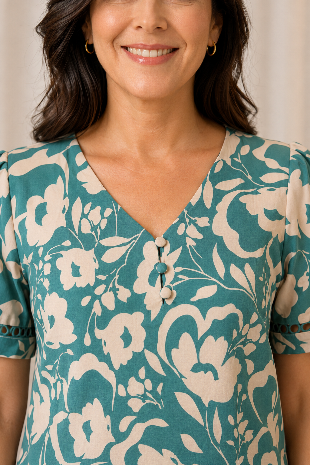 Blusa Crepe Classic Estampada com Entremeio Tauane Verde