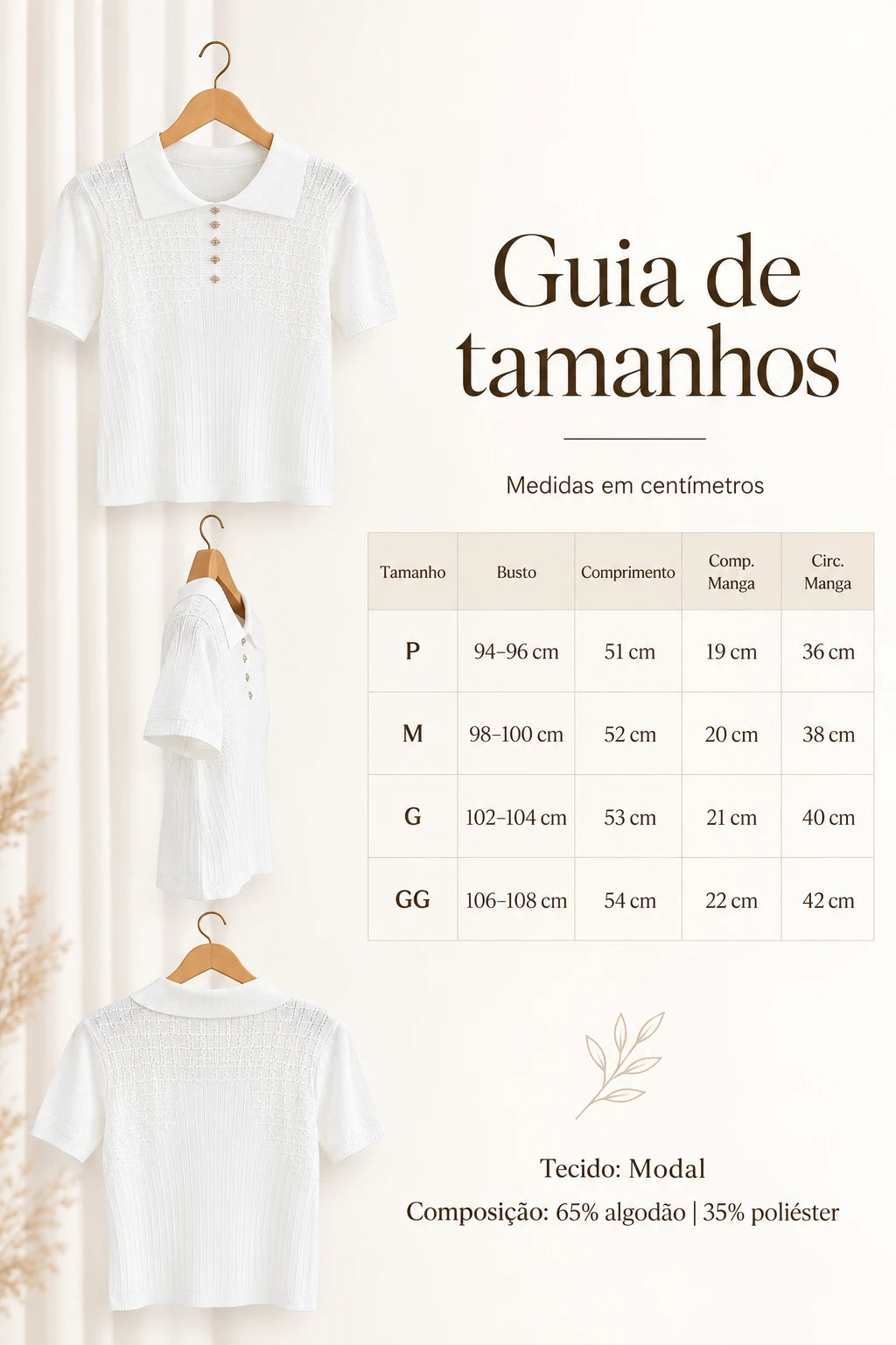 Blusa em Modal Gola Camisa com Aplicação de Strass Tamires Branca - foto 10