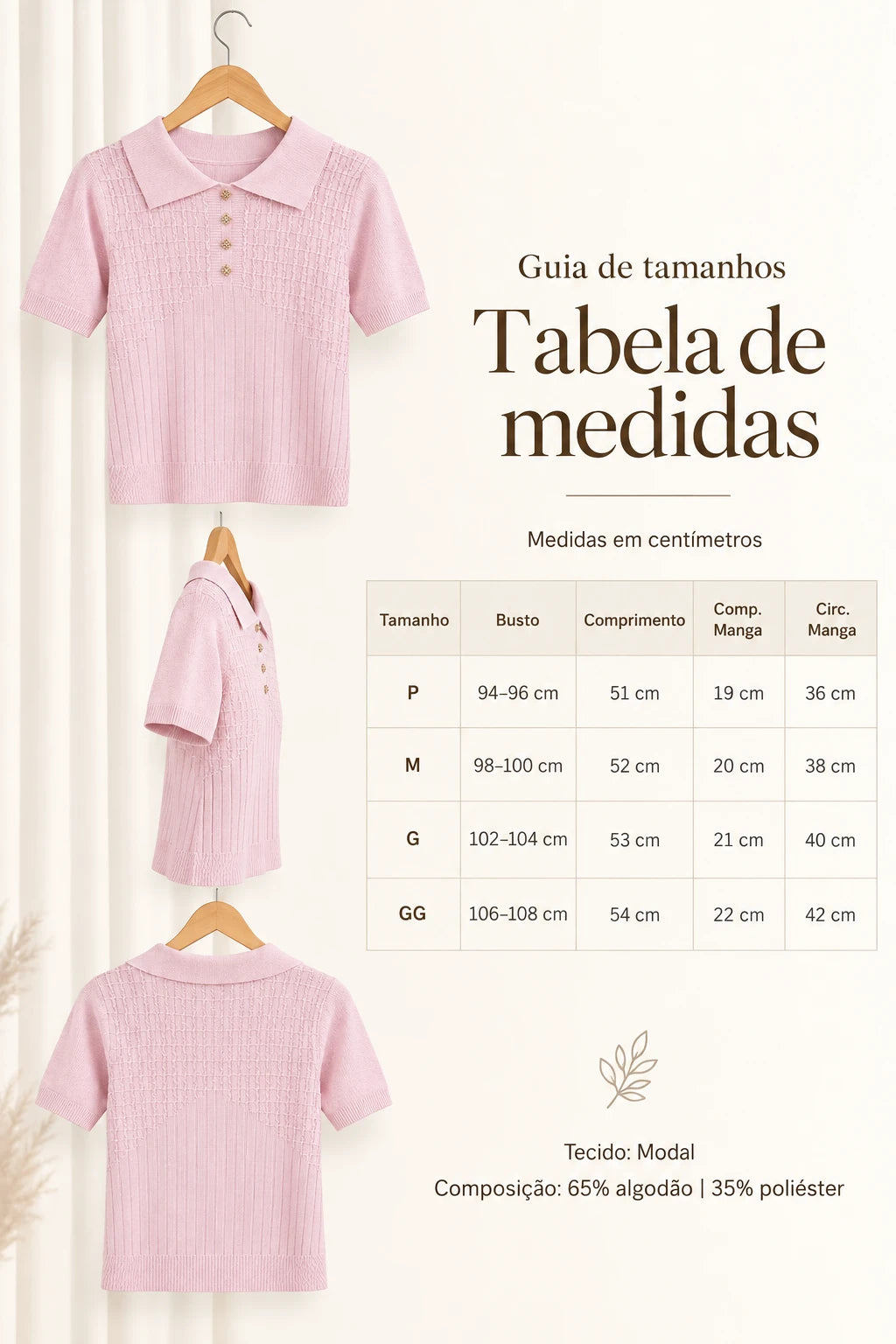 Blusa em Modal Gola Camisa com Aplicação de Strass Tamires Rosa - foto 10