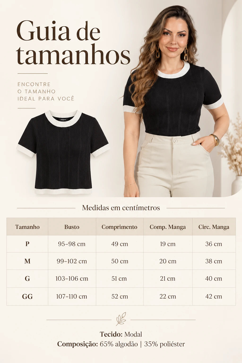 Blusa Leve com Detalhes Contrastantes Fernanda Preta - foto 10