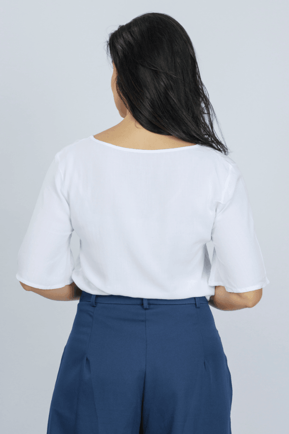 Blusa Lisa Viscose Decote ''V'' Luciana Branca - imporium