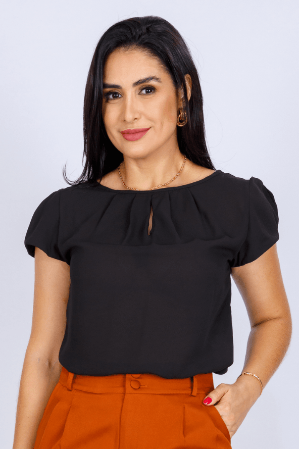 Blusa Manga Curta Lisa Copinho Preta - imporium