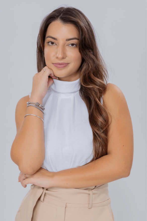 Blusa Regata Gola Alta Aline Branca - imporium