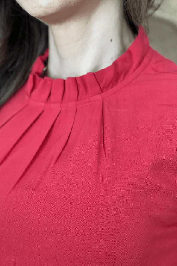 Blusa Regata Pregas no Colo Em Viscose Lorrana Vermelha - imporium