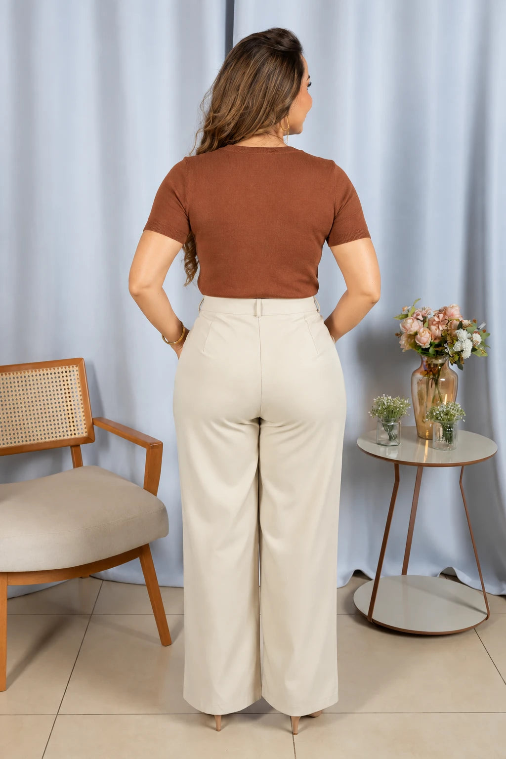 Blusa Manga Curta em Modal Bruna Caramelo