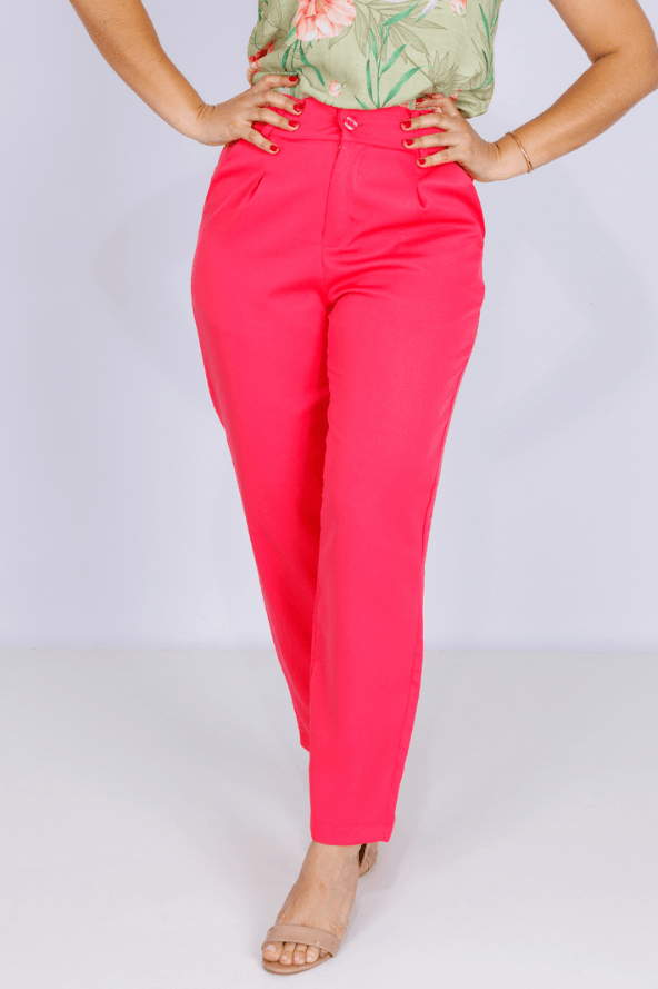 Calça Alfaiataria Bolso Fake Angélica Pink - imporium