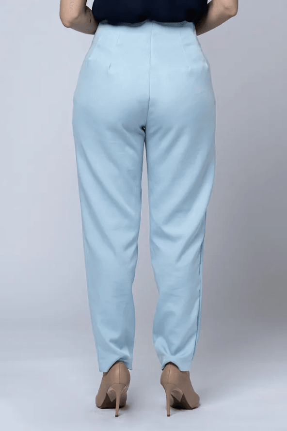 Calça Alfaiataria Detalhe Cós Passador Julia Azul Claro - imporium