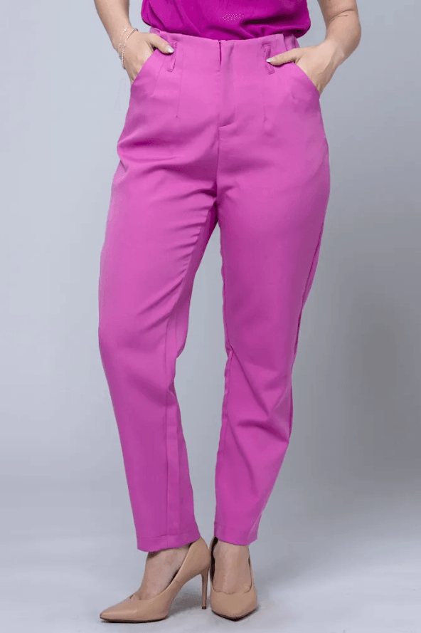 Calça Alfaiataria Detalhe Cós Passador Julia Lilás - imporium