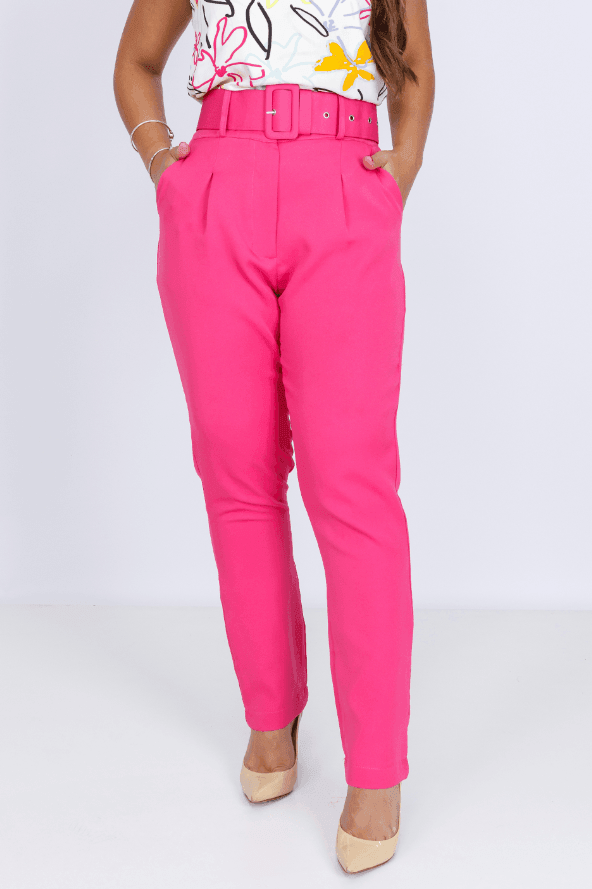 Calça Cinto Encapado Cenoura Pink - imporium