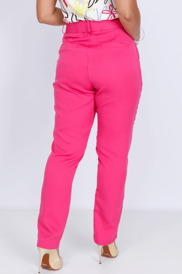 Calça Cinto Encapado Cenoura Pink - imporium