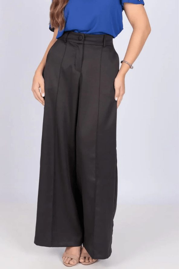 Calça Pantalona Alfaiataria Marina Preta - imporium
