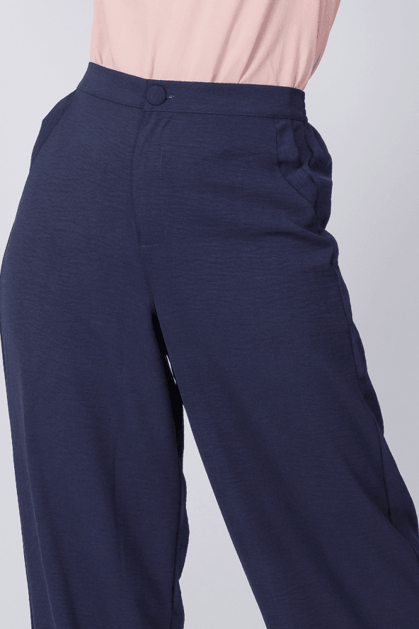 Calça Pantalona Lisa Duna Maia Azul Marinho - imporium