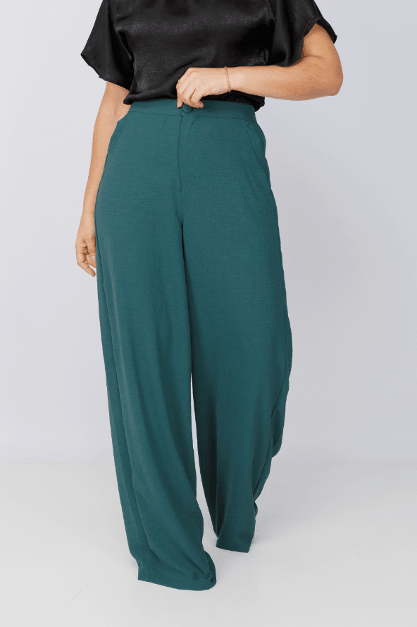 Calça Pantalona Lisa Duna Maia Verde petróleo - imporium