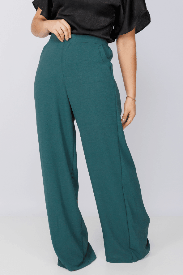 Calça Pantalona Lisa Duna Maia Verde petróleo - imporium