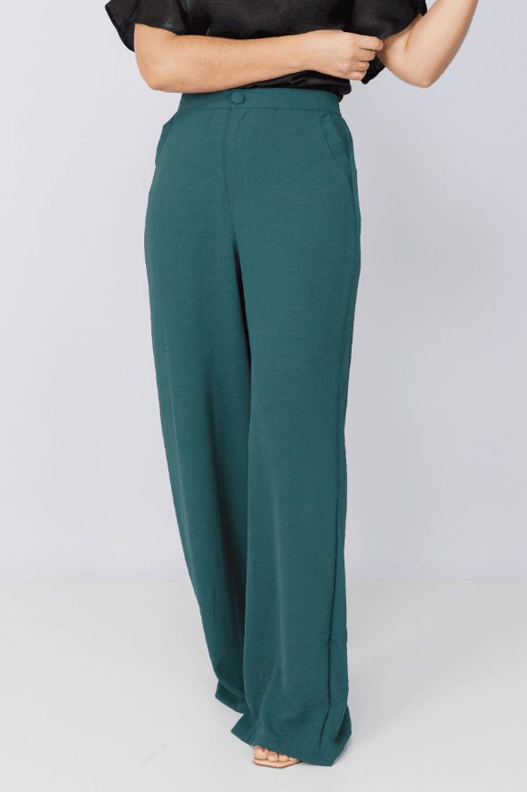 Calça Pantalona Lisa Duna Maia Verde petróleo - imporium