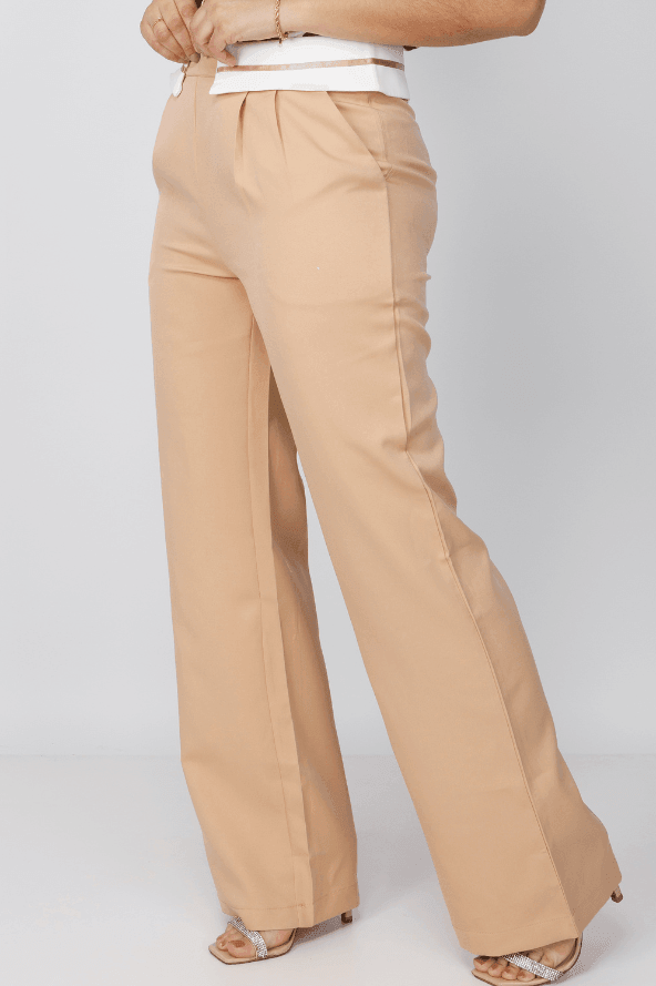 Calça Skinni Detalhe Cós Lapela Luana Bege - imporium