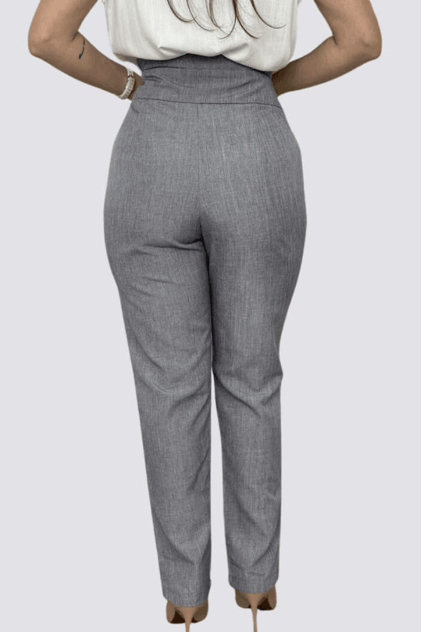 Calça Skinny Cinto Encapado Gabriela Cinza - imporium