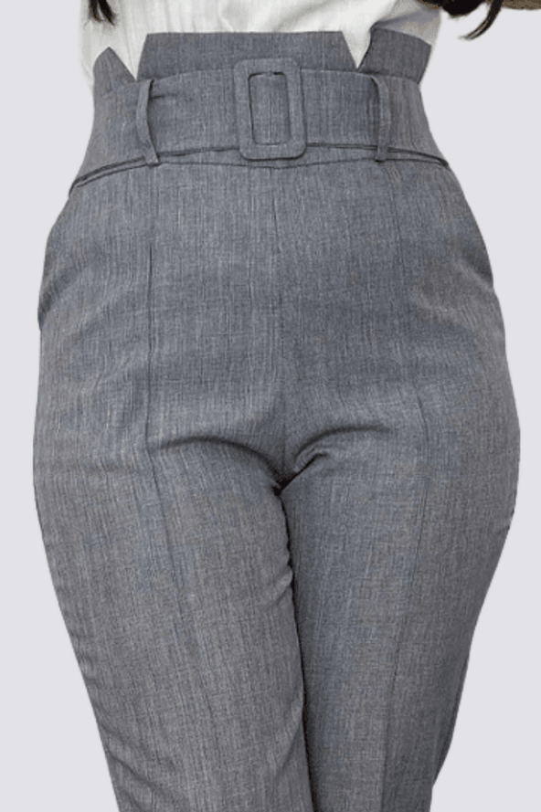 Calça Skinny Cinto Encapado Gabriela Cinza - imporium