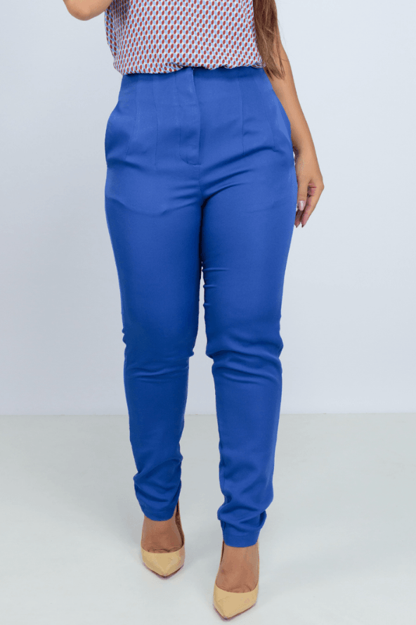 Calça Skinny Detalhe Cós Heloísa Azul Royal - imporium