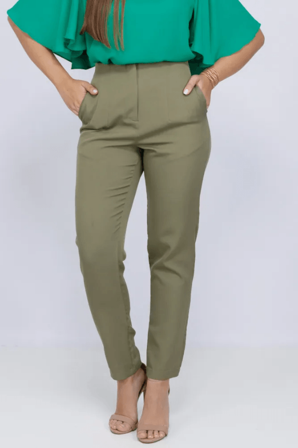 Calça Skinny Detalhe Cós Heloísa Verde Menta - imporium