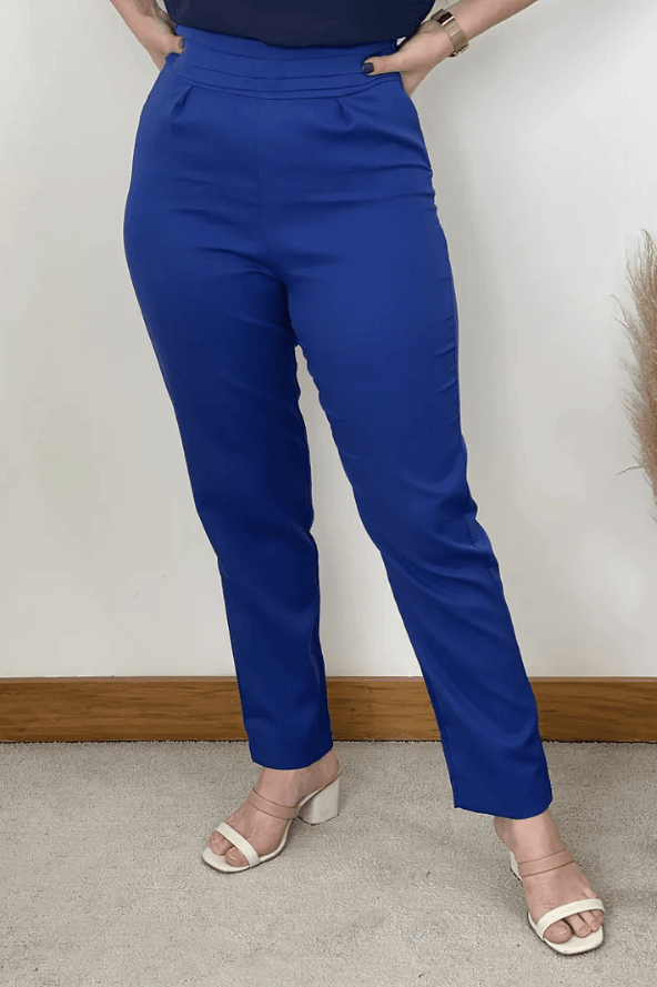 Calça Skinny Detalhe Cós Nicole Azul Royal - imporium