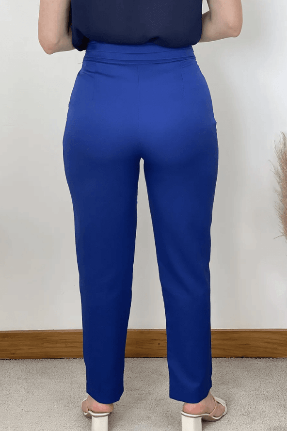 Calça Skinny Detalhe Cós Nicole Azul Royal - imporium