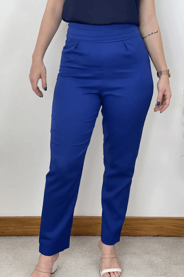 Calça Skinny Detalhe Cós Nicole Azul Royal - imporium