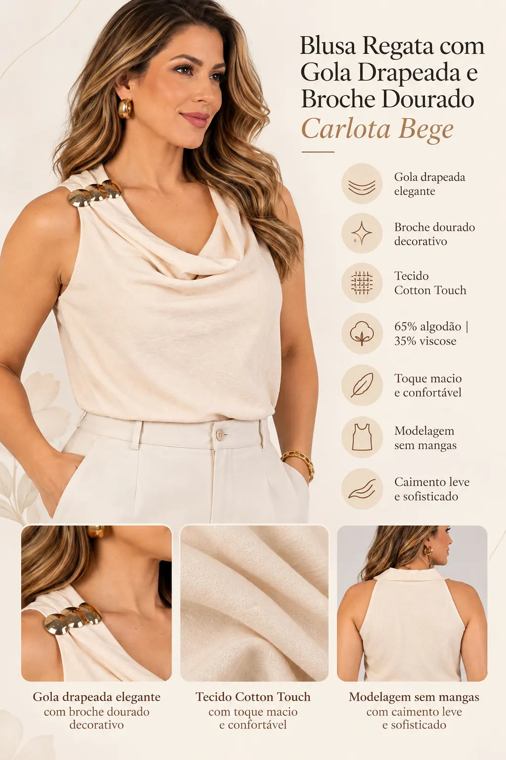 Blusa Carlota Bege foto 4