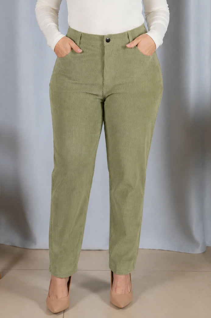 Calça Cotelê Corte Reto Lupita Verde
