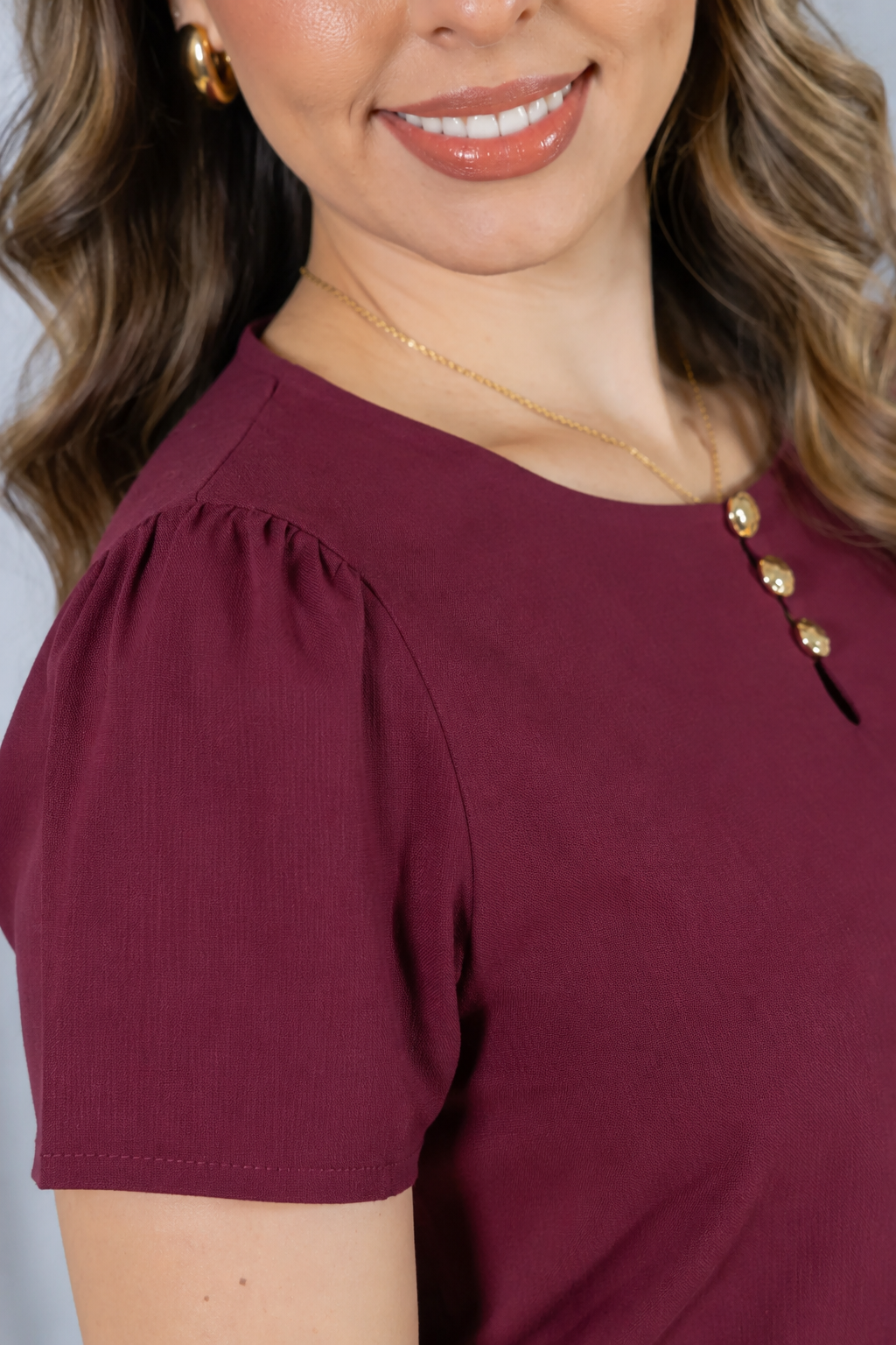 Blusa Visco Linen com Botões Chloe Marsala
