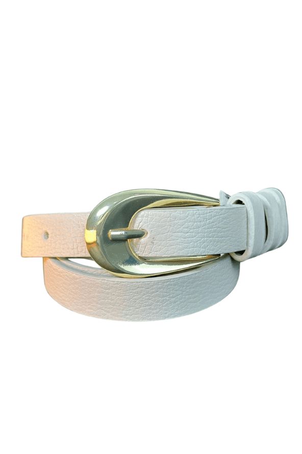Cinto Fivela Arredondada Dourada Couro Legitimo Arizona Off White - imporium