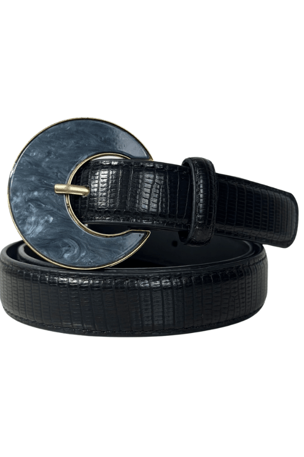 Cinto Fivela Madrepérola Couro Eco Dubai Preto - imporium