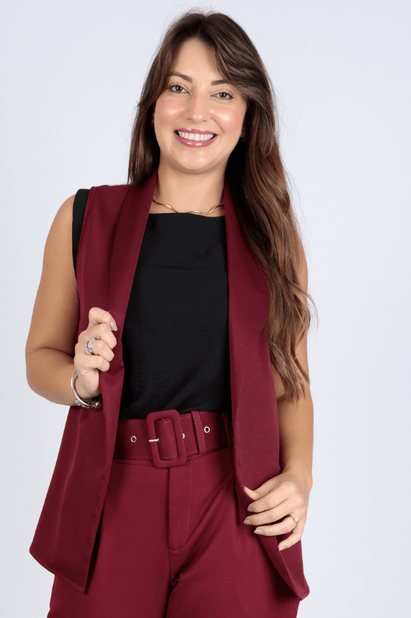 Colete Detalhe Gola Longo Vitoria Marsala - imporium