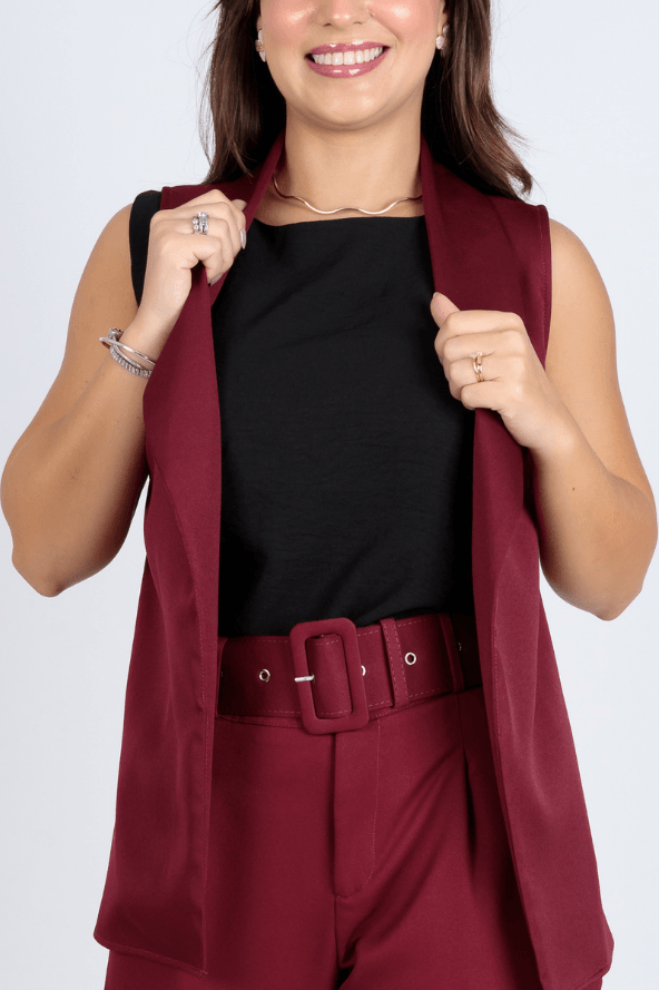 Colete Detalhe Gola Longo Vitoria Marsala - imporium