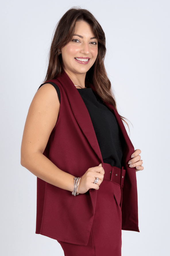 Colete Detalhe Gola Longo Vitoria Marsala - imporium